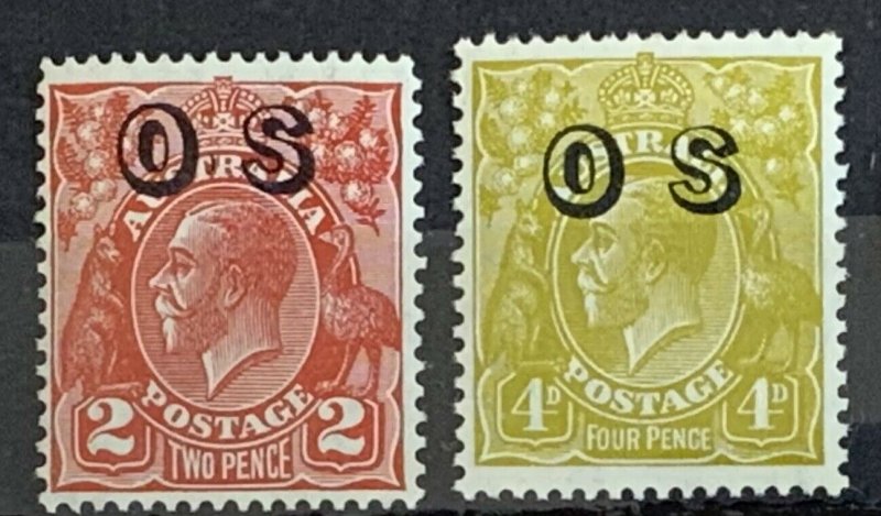 AUSTRALIA GV HEADS 1932  “OS’. SG O125/6 UNMOUNTED MINT