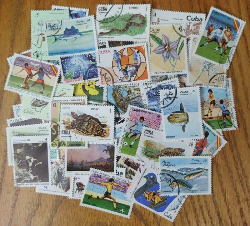 Cuba stamp accumulation, kiloware ,106 different used off paper stamps,