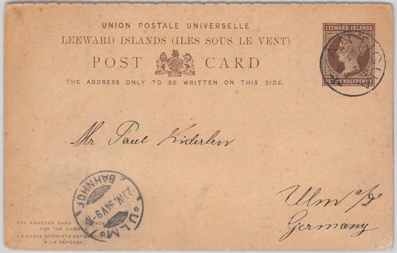 51893 -   Leeward Islands -  POSTAL HISTORY -  STATIONERY CARD to GERMANY 1894