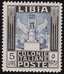 1940 LIBYA, No. 163, Winged Victory, 5 Lire Black and Blue, MNH**, Signature A.D