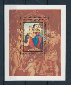 [104648] Madagascar 1984 Art painting Correggio Madonna with child Sheet MNH