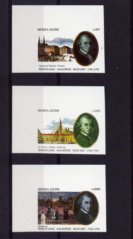 Sierra Leone 1439-41 1991 Mozart set Imperforated MNH (3)