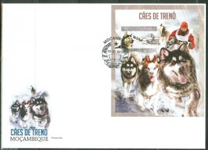 MOZAMBIQUE 2013 SLED DOGS   SOUVENIR SHEET FIRST DAY COVER
