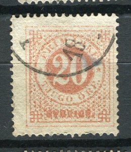 SWEDEN; 1872 early classic ' ore ' issue fine used 20ore. value