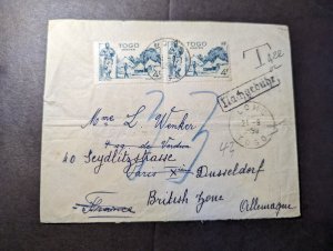 1950 Togo Cover Lome to Dusseldorf British Zone Germany