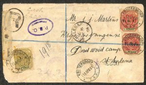 TRANSVAAL ST HELENA BOER WAR TYPE 2a BRITISH SEAL REGISTERED CENSORED COVER 1901