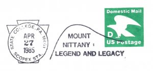 US SPECIAL PICTORIAL POSTMARK COVER MOUNT NITTANY: LEGEND & LEGACY STATE COLLEGE