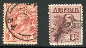 Australia SG17/19 1913 1d and 6d Set of 2 Fine used Cat 66.50 pounds