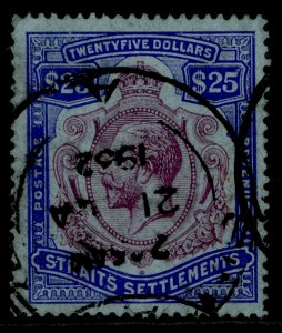 MALAYSIA - Straits Settlements GV SG240b, $25 purple & blue/blue, FU. Cat £200.