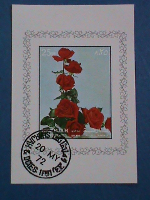 SHARJAH-STAMP:- 1972- LOVELY FLOWER- CTO AIR MAIL IMPERF:S/S SHEET NOT HING