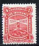 New Zealand 1913-37 Life Insurance 1d scarlet P14 (Lighth...