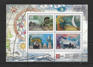 CANADA - 1986 EXPLORATION OF CANADA SOUVENIR SHEET - SCOTT 1107b - MNH