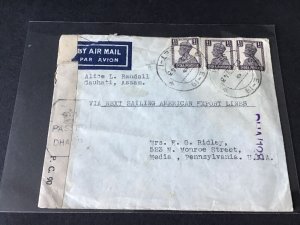 India 1943 censor via next sailing american export lines stamps cover Ref R28491