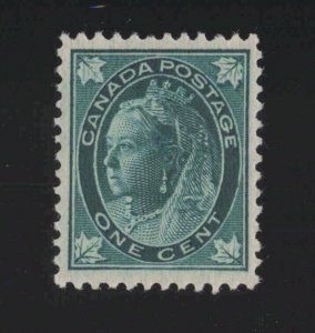 Canada Sc #67 (1897) 1c blue green Victoria Maple Leaf Mint VF LH