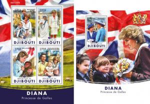 Djibouti Princess Diana Mother Teresa Religion Personalities MNH stamp set