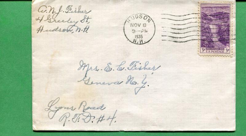 New Hampshire Cover - Hudson 1935 COL- G1W PS - S8529