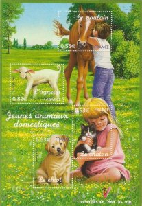 France 2006 MNH Stamps Souvenir Sheet Scott 3205a Young Animals Horse Cat Dog