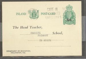 New Zealand  1965 QE II 2 1/2c Education P.C. used Auckland, high hyphen