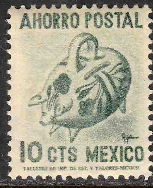 MEXICO 10¢ POSTAL SAVINGS PIG LABEL, 1950 MINT, NH. F-VF.