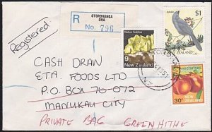 NEW ZEALAND 1985 Registered cover ex Otorohanga with $1 Bird - Kokako etc..a4456