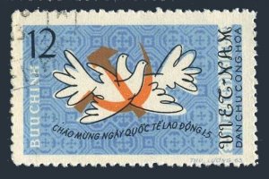 Viet Nam 247 two stamps, CTO. Michel 254. May Day 1963. Doves.