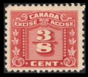 CANADA REVENUE 1934 #FX59 SCARCE 3/8c MH FRACTIONAL EXCISE TAX STAMP