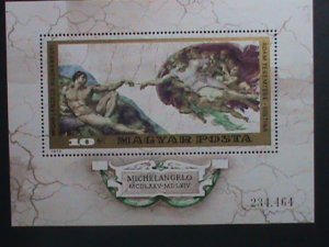 ​HUNGARY-FAMOUS NUDE ART PAINTING BY MICHELANGELO MNH S/S VERY FINE