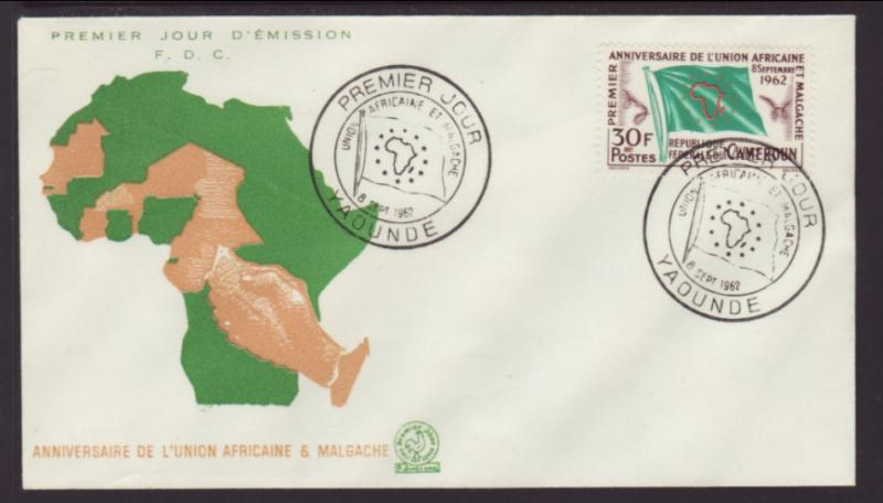 Cameroun 373 Flag 1962 U/A FDC