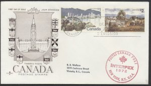 1972 #600-601 $1-2 Landscape Definitives FDC Rosecraft GP Cachet Ottawa Short $