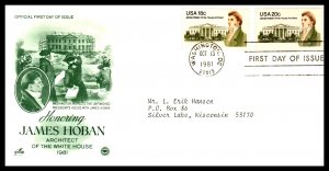 US 1935-1936 James Hoban PCS Artcraft Variety Typed FDC