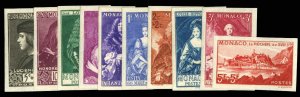 Monaco #B26-35 (YT 185-194) Cat€475 (for hinged), 1939 Prince and Princesse...