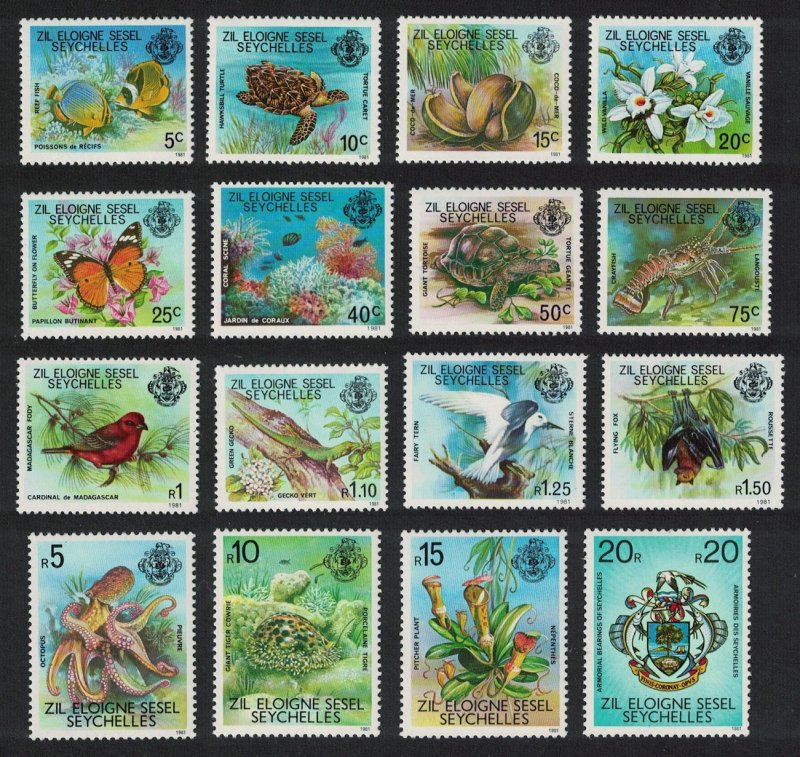 ZES Seychelles Fish Turtle Lobster Butterfly Birds Octopus Bat Lizard 16v