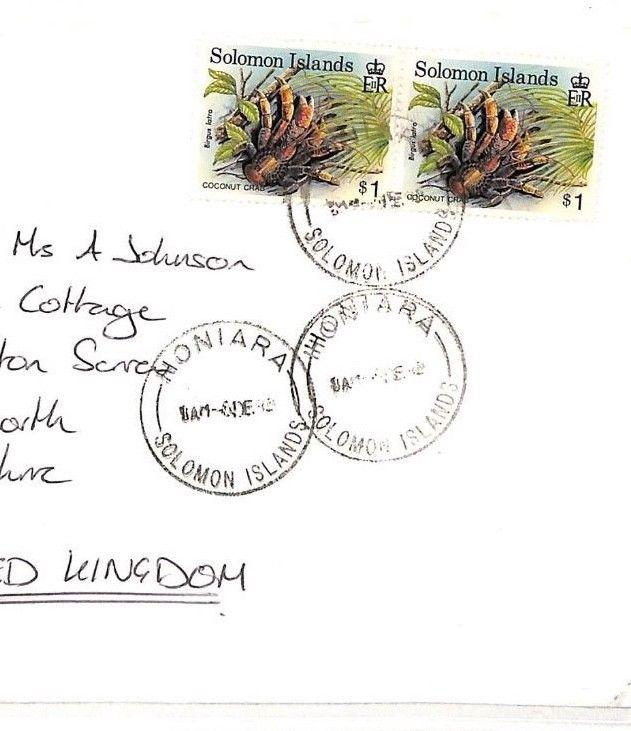 Solomon Islands Honiara Airmail Cover Salop GB {samwells-covers}PTS c1988 AH153