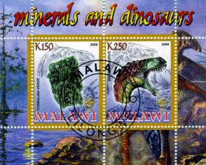 Malawi 2008 MINERALS & DINOSAURS Sheet Perforated Fine used