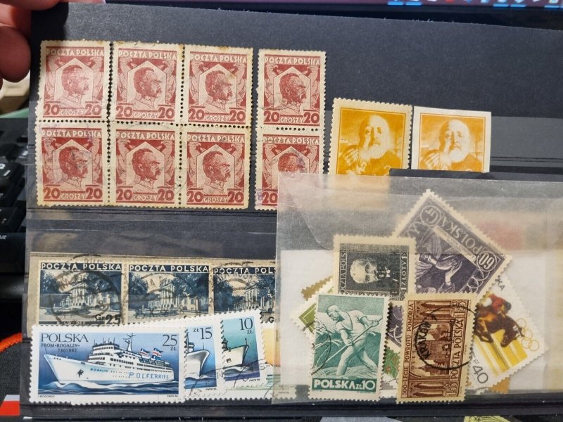 Poland Big 1920s' and 1940's stamps. 1946 overprint warszawa wolna ...