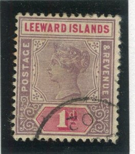 LEEWARD ISLANDS; 1890s early classic QV issue fine used 1d. value