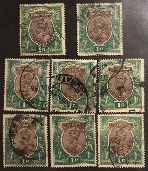 India Scott #120 Group of 8 stamps Fine-XF Used  Cat. $4.00