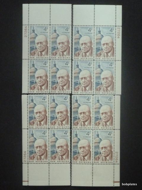 #1202 Rayburn Matched Set of 4 Plate Blocks 27264 VF NH