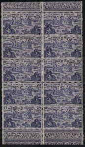 St Pierre et Miquelon 1946 MH Sc C12 Block of 10 20fr Chad to Rhine Issue Var...