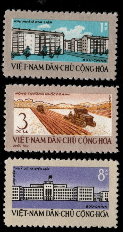 North Viet Nam Scott 200-202 Unused, Mint No Gum as issued  set