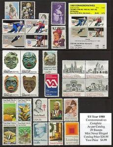 US 1980 Commemorative Year Set, Mint Never Hinged, buy no...