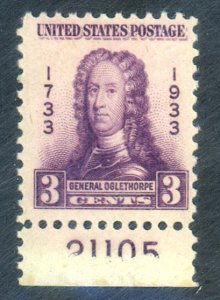 U.S. #726 MINT PL# SINGLE OG NH