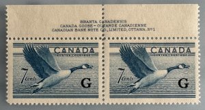 CANADA 1952-53 Official G opt SG#443 7c pair MNH SG#O193 C5565