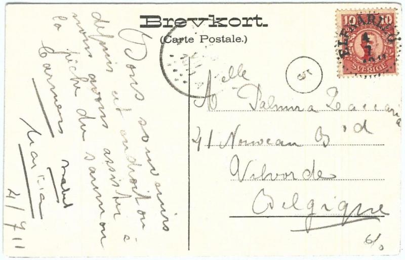 70126 - SWEDEN - POSTAL HISTORY - POSTCARD to BELGIUM 1911