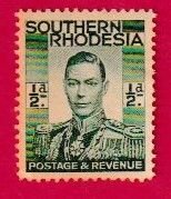 SOUTHERN RHODESIA SCOTT#42 1937 1/2d KING GEORGE VI - MNG