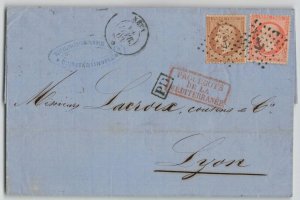 France (Offices in the Levant) 1863 Ship Mail Cover Constantinople to Lyon