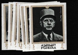 United Arab Emirates Fujeira Set of 7 De Gaulle Imperf MNH (7gbe)