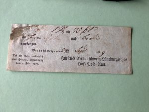 Germany Braunschweig  post office 1819  postal note Ref A1599 