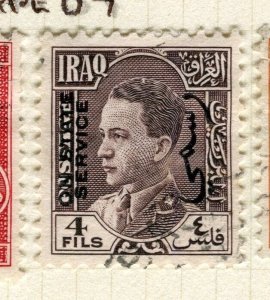 IRAQ; 1934 early Faisal STATE SERVICE issue used Shade of 4f. value