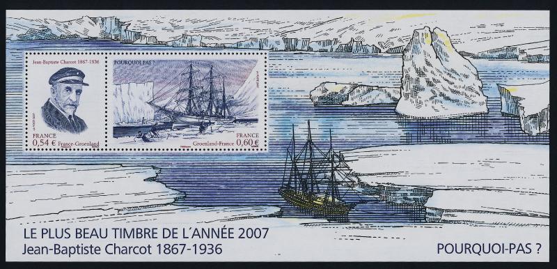 France 3369a s/s in folder MNH Ship, Jean-Baptiste Charcot, Polar Explorer